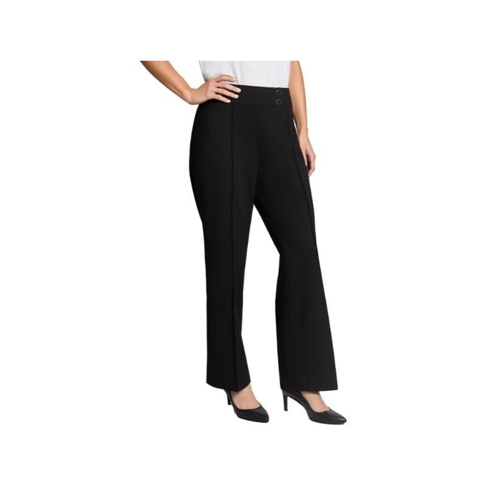Jones New York (2X) Pull-on Compression Knit Trouser Pants with Pintuck Detail